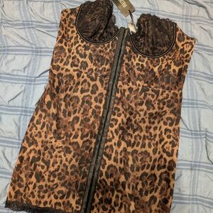 Dolls Kill Current Mood Captivating Gazes Slip Dress Leopard XL - NWT